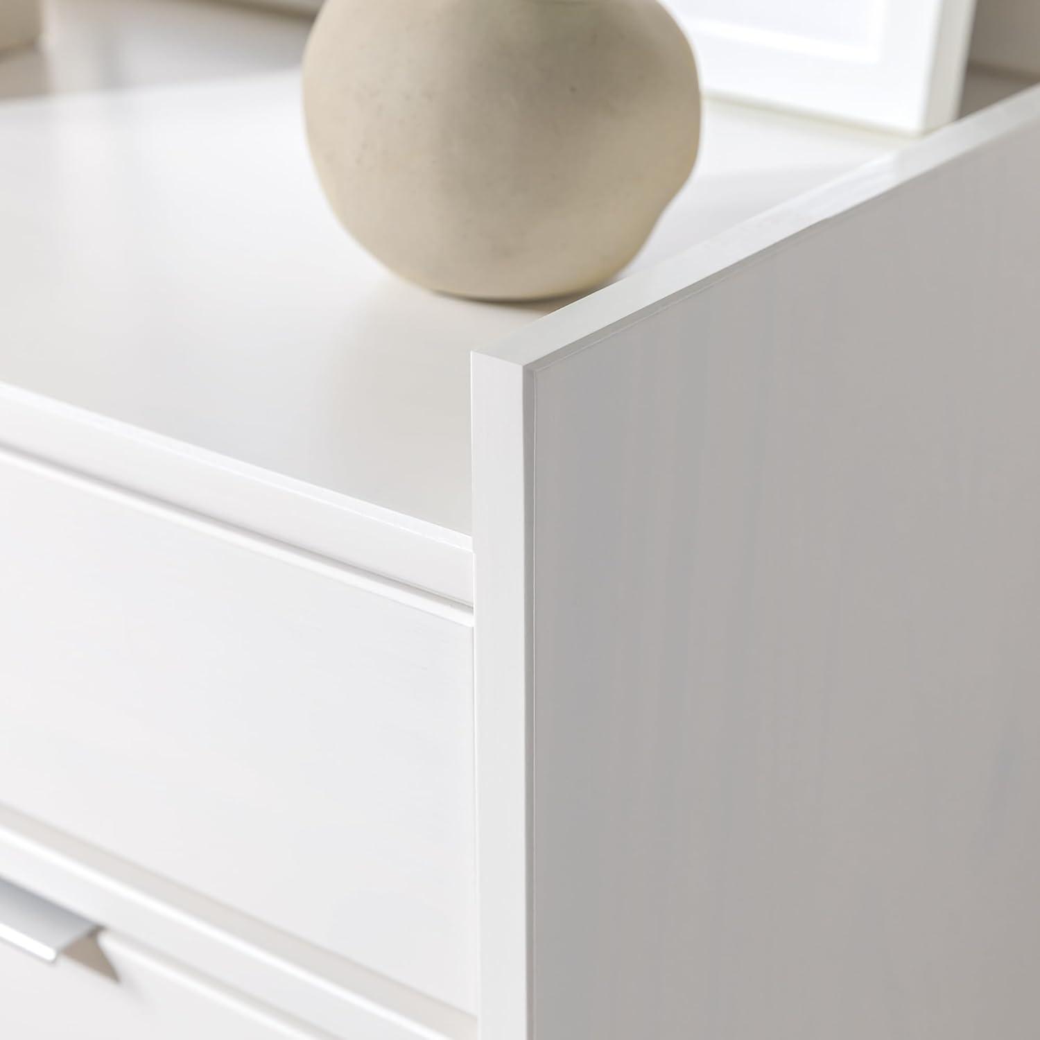 imageWalker Edison Blythe MidCentury Modern TrayTop Solid Wood 9Drawer Dresser 60 Inch WhiteWhite