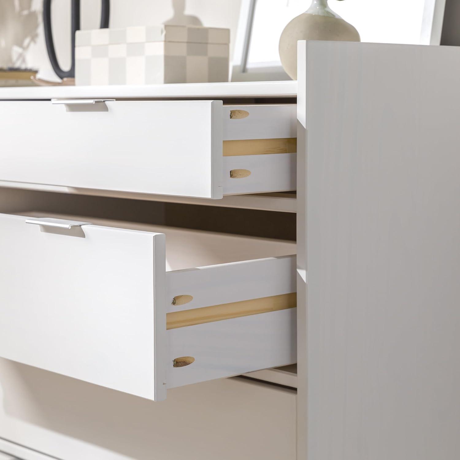 imageWalker Edison Blythe MidCentury Modern TrayTop Solid Wood 9Drawer Dresser 60 Inch WhiteWhite