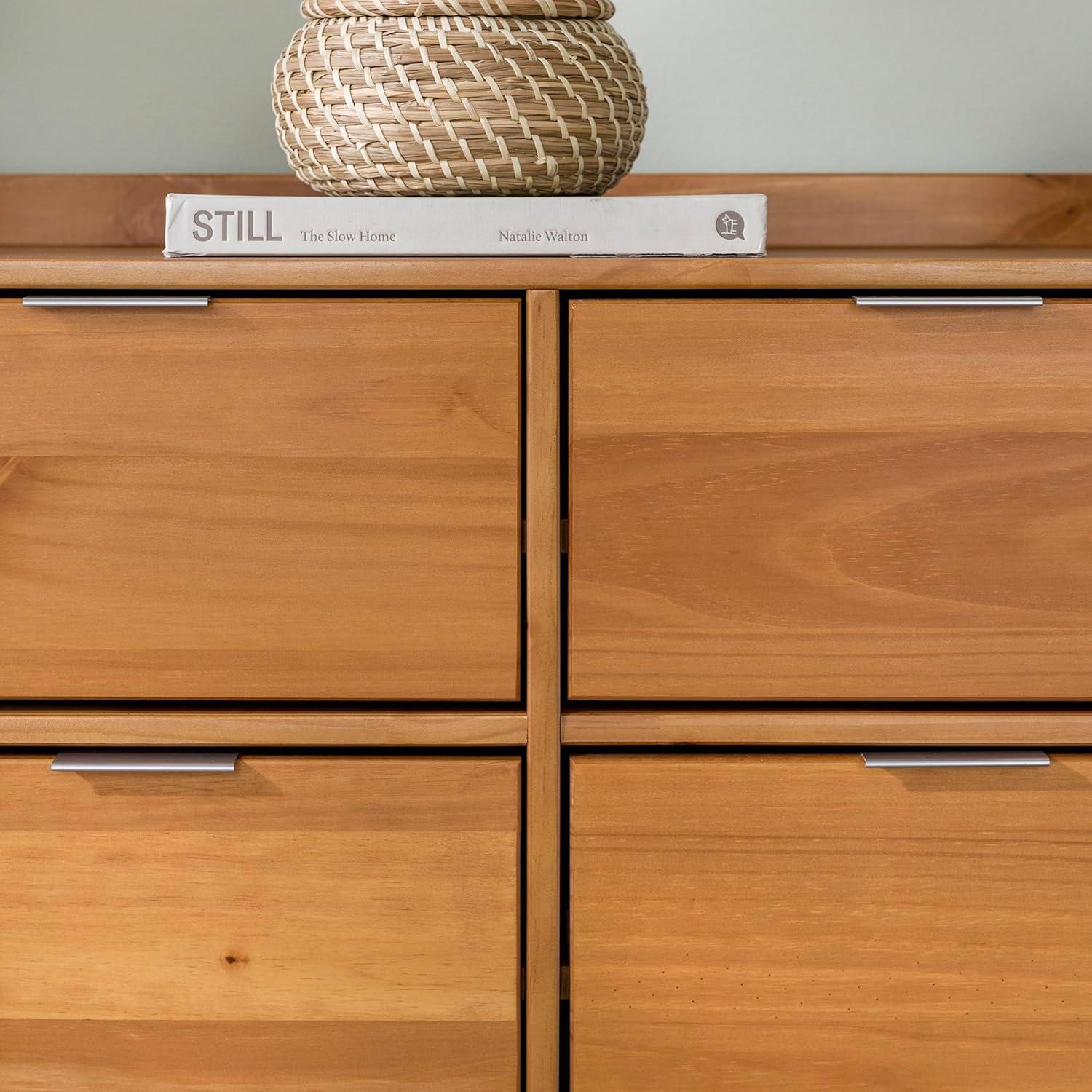 imageWalker Edison Polay Modern Solid Wood 6Drawer Dresser with GalleryTop 55 Inch BlackCaramel