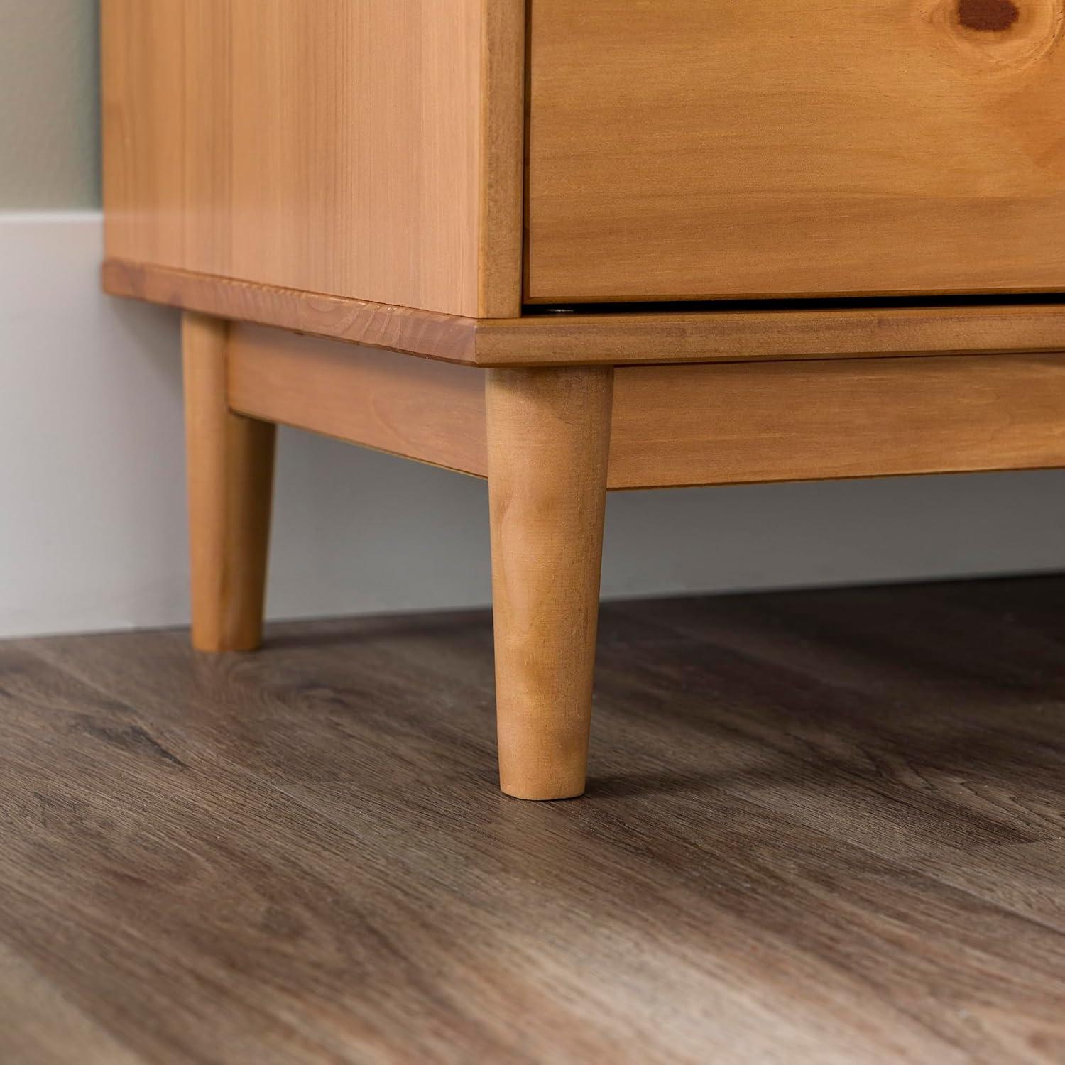 imageWalker Edison Polay Modern Solid Wood 6Drawer Dresser with GalleryTop 55 Inch BlackCaramel