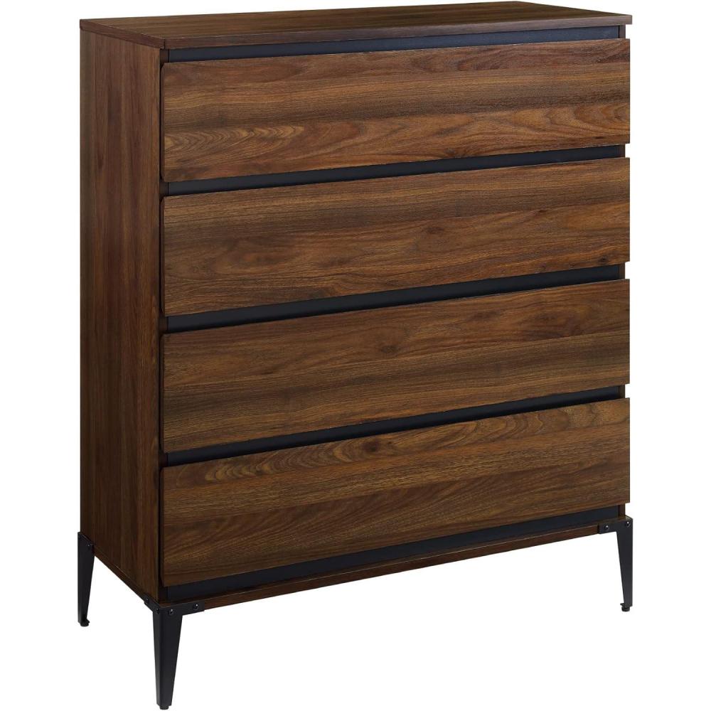 walker edison modern 4 drawer dresser Walker Edison Classic Modern Solid Wood 4-Drawer Dresser, Black