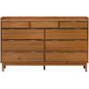 Walker Edison Blythe Mid-Century Modern Tray-Top Solid Wood 9-Drawer Dresser 60 Inch White(Caramel)