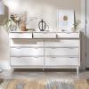 Walker Edison Blythe Mid-Century Modern Tray-Top Solid Wood 9-Drawer Dresser 60 Inch White(White)