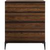 Walker Edison Darby Urban Industrial 4 Drawer Chest Bedroom Storage, 44 Inch, Dark Walnut(Dark Walnut)