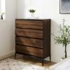 Walker Edison Darby Urban Industrial 4 Drawer Chest Bedroom Storage, 44 Inch, Dark Walnut(Dark Walnut)