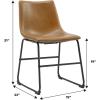 Walker Edison Douglas Urban Industrial Faux Leather Armless Dining Chairs, Set of 2, Whiskey Brown(Whiskey Brown)