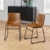 Walker Edison Douglas Urban Industrial Faux Leather Armless Dining Chairs, Set of 2, Whiskey Brown(Whiskey Brown)