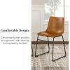 Walker Edison Douglas Urban Industrial Faux Leather Armless Dining Chairs, Set of 2, Whiskey Brown(Whiskey Brown)