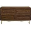 Walker Edison Morgan Contemporary Wood and Metal 4 Drawer Chest with Gold Accents 56 Inch Dark Walnut(Dark Walnut)