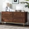 Walker Edison Morgan Contemporary Wood and Metal 4 Drawer Chest with Gold Accents 56 Inch Dark Walnut(Dark Walnut)