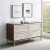 Walker Edison Morgan Contemporary Wood and Metal 4 Drawer Chest with Gold Accents 56 Inch Dark Walnut(Dark Walnut and White Poplar)