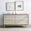 Walker Edison Morgan Contemporary Wood and Metal 4 Drawer Chest with Gold Accents 56 Inch Dark Walnut(Dark Walnut and White Poplar)