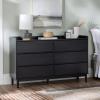 Walker Edison Polay Modern Solid Wood 6-Drawer Dresser with Gallery-Top 55 Inch Black(Black)