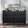 Walker Edison Polay Modern Solid Wood 6-Drawer Dresser with Gallery-Top 55 Inch Black(Black)