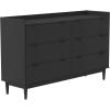 Walker Edison Polay Modern Solid Wood 6-Drawer Dresser with Gallery-Top 55 Inch Black(Black)