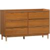 Walker Edison Polay Modern Solid Wood 6-Drawer Dresser with Gallery-Top 55 Inch Black(Caramel)