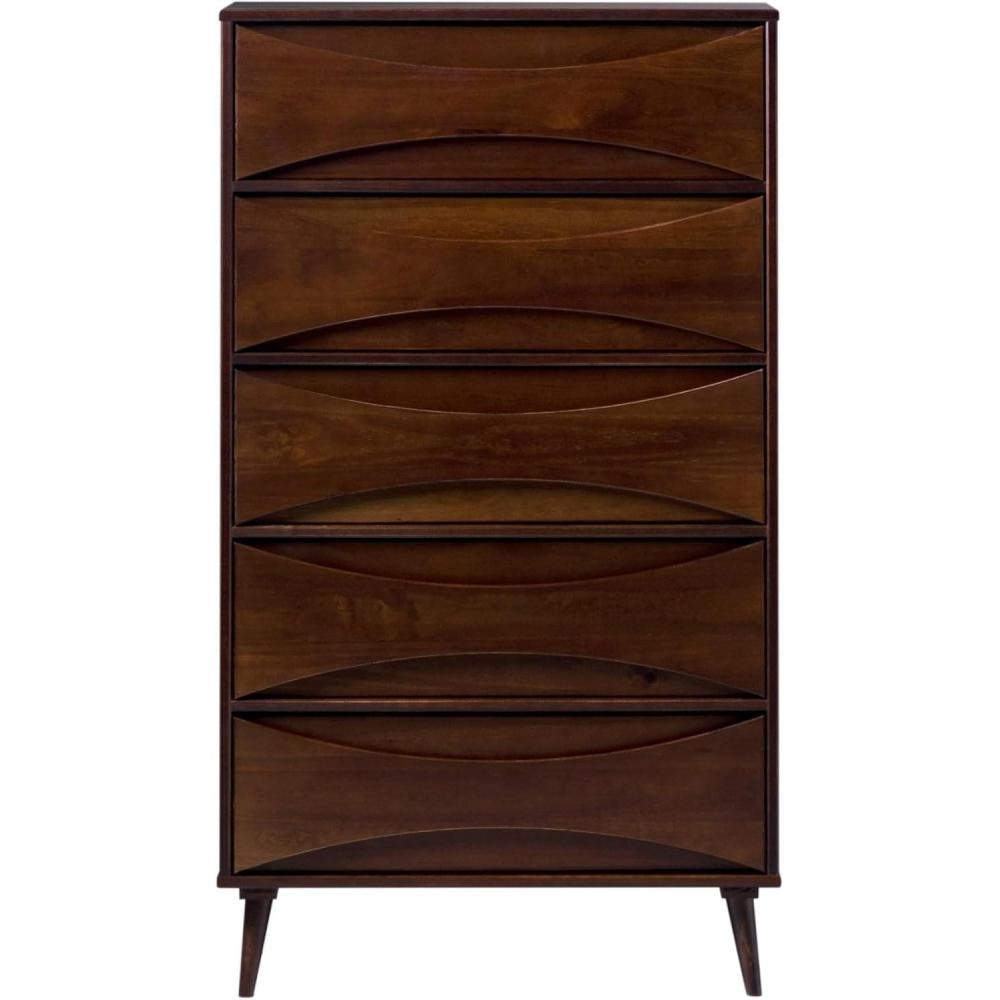 imageWalker Edison Lowry MidCentury Modern DetailedDrawer Solid Wood Dresser 30 Inch WalnutWalnut