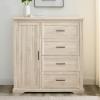 Walker Edison Coronado Coastal Style 4 Drawer Grooved Door Storage Chest 45 Inch Dark Walnut(Birch)