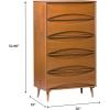 Walker Edison Lowry Mid-Century Modern Detailed-Drawer Solid Wood Dresser, 30 Inch, Walnut(Caramel)