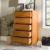 Walker Edison Lowry Mid-Century Modern Detailed-Drawer Solid Wood Dresser, 30 Inch, Walnut(Caramel)