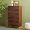 Walker Edison Lowry Mid-Century Modern Detailed-Drawer Solid Wood Dresser, 30 Inch, Walnut(Walnut)