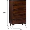 Walker Edison Lowry Mid-Century Modern Detailed-Drawer Solid Wood Dresser, 30 Inch, Walnut(Walnut)