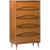 Walker Edison Lowry Mid-Century Modern Detailed-Drawer Solid Wood Dresser, 30 Inch, Walnut(Caramel)