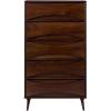Walker Edison Lowry Mid-Century Modern Detailed-Drawer Solid Wood Dresser, 30 Inch, Walnut(Walnut)