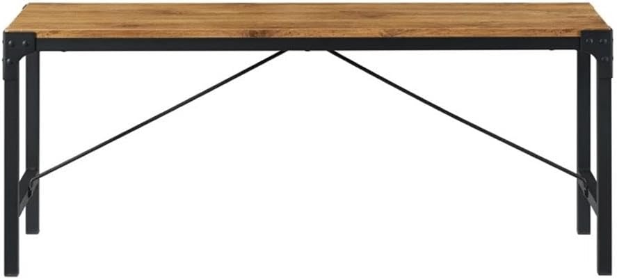 image:imageWalker Edison Avenue Metal and Wood Angle Iron Dining Bench 46 Inch Barnwood