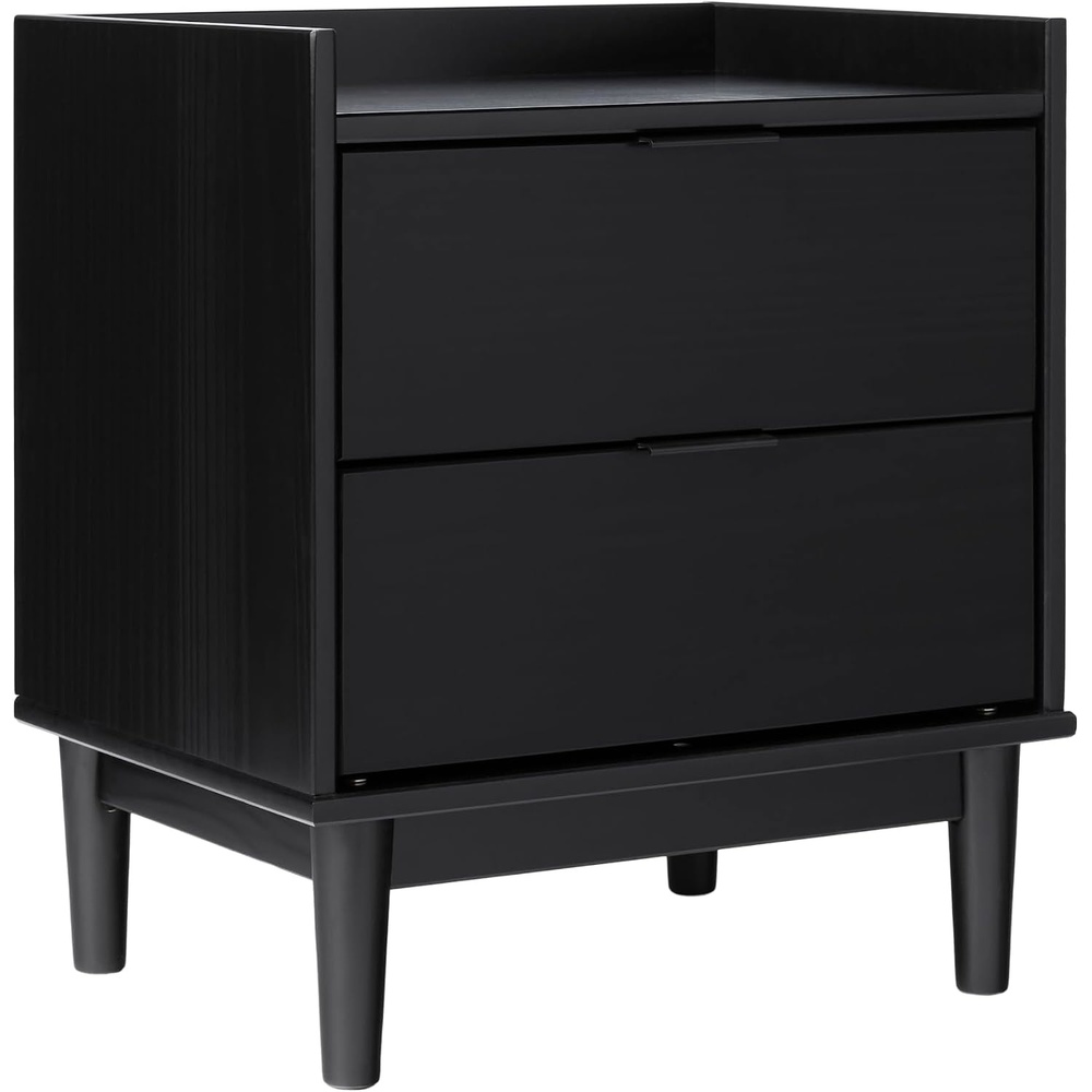 image:imageWalker Edison MidCentury Modern Solid Wood 2Drawer Nightstand 20 Inch BlackBlack