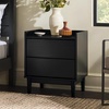 Walker Edison Mid-Century Modern Solid Wood 2-Drawer Nightstand, 20 Inch, Black(Black)