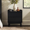 Walker Edison Mid-Century Modern Solid Wood 2-Drawer Nightstand, 20 Inch, Black(Black)