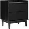 Walker Edison Mid-Century Modern Solid Wood 2-Drawer Nightstand, 20 Inch, Black(Black)