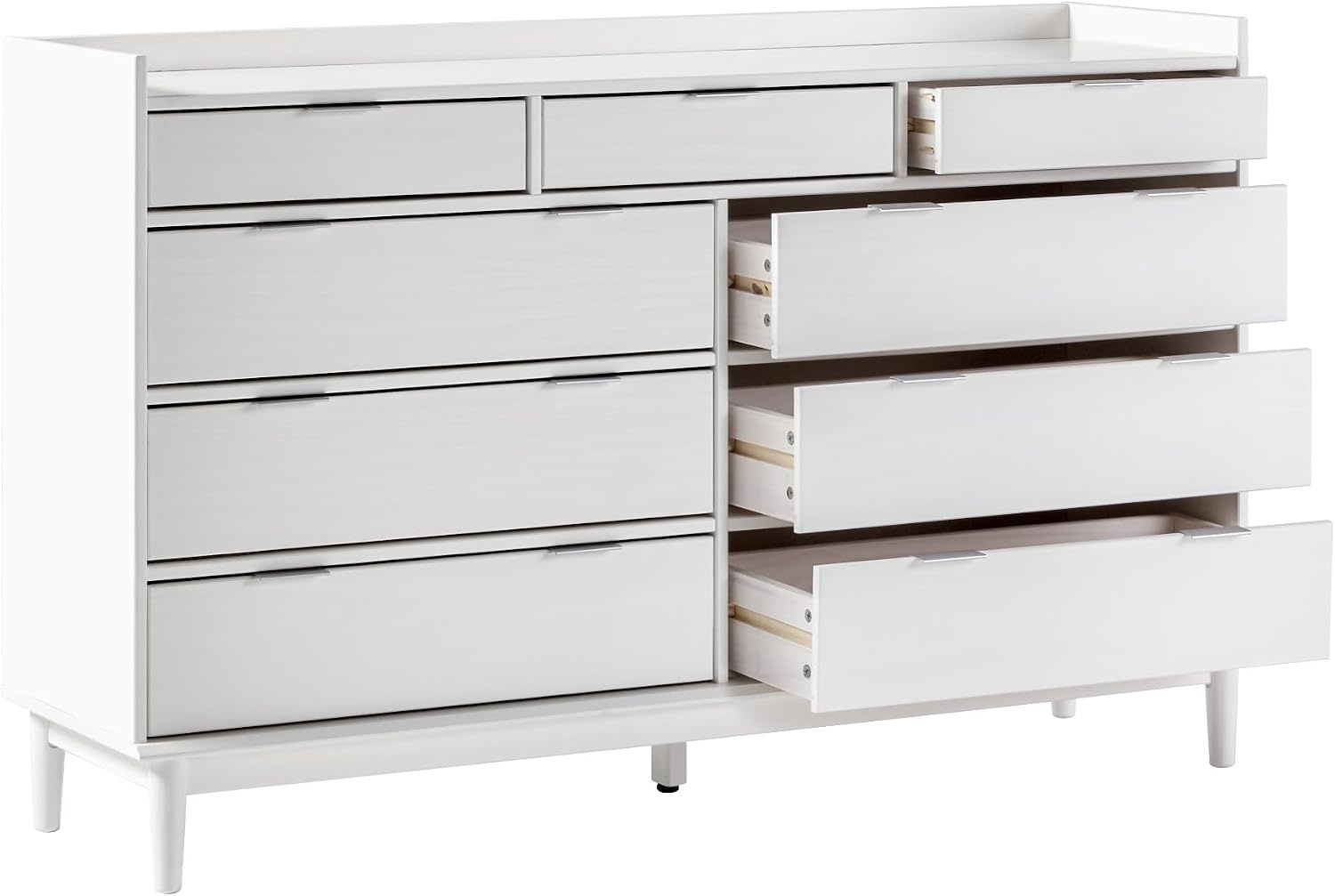 image:imageWalker Edison Blythe MidCentury Modern TrayTop Solid Wood 9Drawer Dresser 60 Inch WhiteWhitet