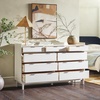 Walker Edison Blythe Mid-Century Modern Tray-Top Solid Wood 9-Drawer Dresser, 60 Inch, White(White-t)