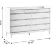 Walker Edison Blythe Mid-Century Modern Tray-Top Solid Wood 9-Drawer Dresser, 60 Inch, White(White-t)