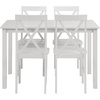 Walker Edison 4 Person Modern Farmhouse Wood Small Dining Table with 4 Chairs Set for Dining Room Kitchen, 48 Inch, White(White)