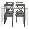 Walker Edison 4 Person Modern Farmhouse Wood Small Dining Table with 4 Chairs Set for Dining Room Kitchen, 48 Inch, White(White and Grey)