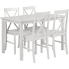 Walker Edison 4 Person Modern Farmhouse Wood Small Dining Table with 4 Chairs Set for Dining Room Kitchen, 48 Inch, White(White)