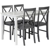 Walker Edison 4 Person Modern Farmhouse Wood Small Dining Table with 4 Chairs Set for Dining Room Kitchen, 48 Inch, White(White and Grey)
