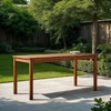 Walker Edison Dominica Contemporary Slatted Outdoor Dining Table, 34 Inch, Dark Brown(Dark Brown)