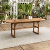 Walker Edison Maui Modern Solid Acacia Wood Slatted Patio Dining Table, 78 Inch, Brown(Brown)