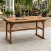Walker Edison Maui Modern Solid Acacia Wood Slatted Patio Dining Table, 78 Inch, Brown(Brown)