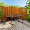Walker Edison Maui Modern Solid Acacia Wood Slatted Patio Dining Table, 78 Inch, Brown(Dark Brown)