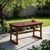 Walker Edison Maui Modern Solid Acacia Wood Slatted Patio Dining Table, 78 Inch, Brown(Dark Brown)