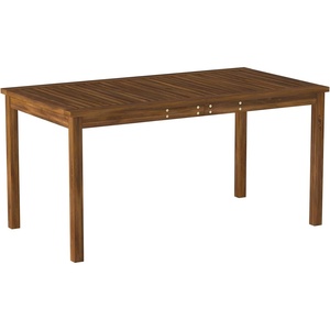 Walker Edison Dominica Contemporary Slatted Outdoor Dining Table, 34 Inch, Dark Brown(Dark Brown)