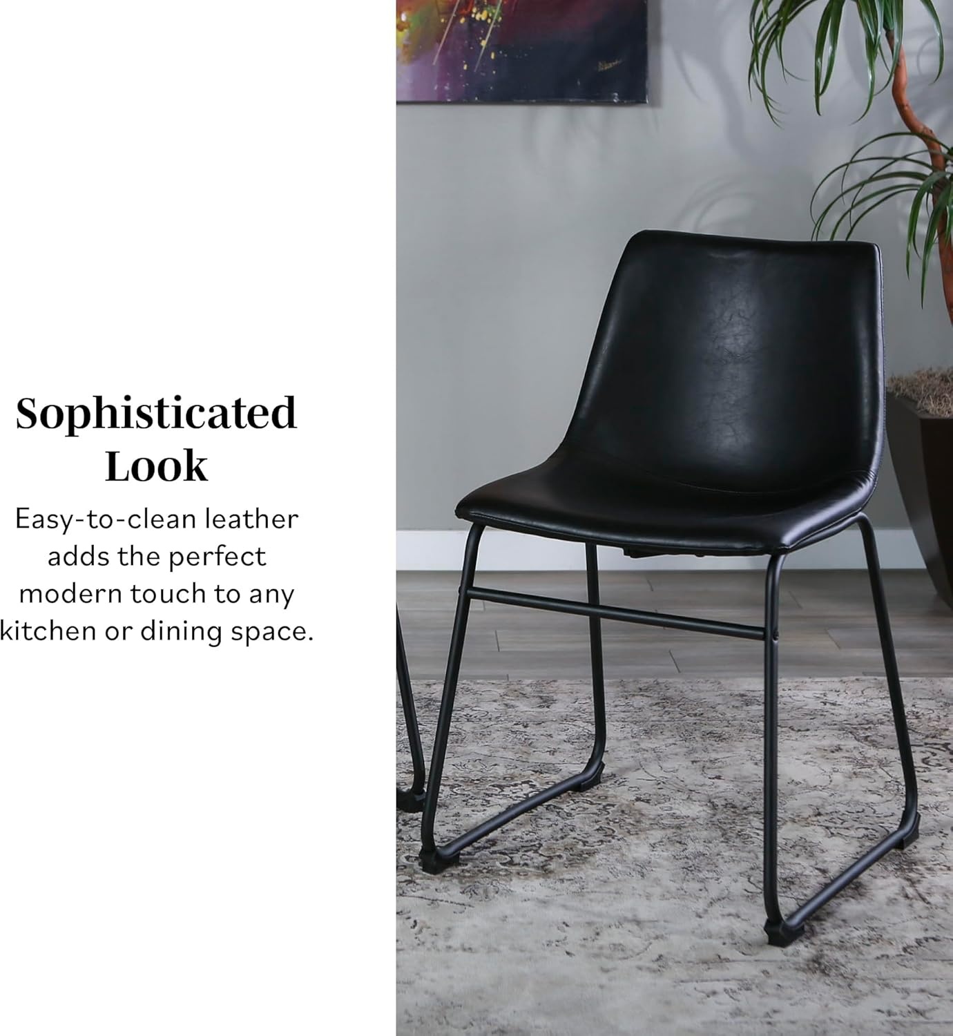 image:imageWalker Edison Douglas Urban Industrial Faux Leather Armless Dining Chairs Set of 2 Navy BlueBlack
