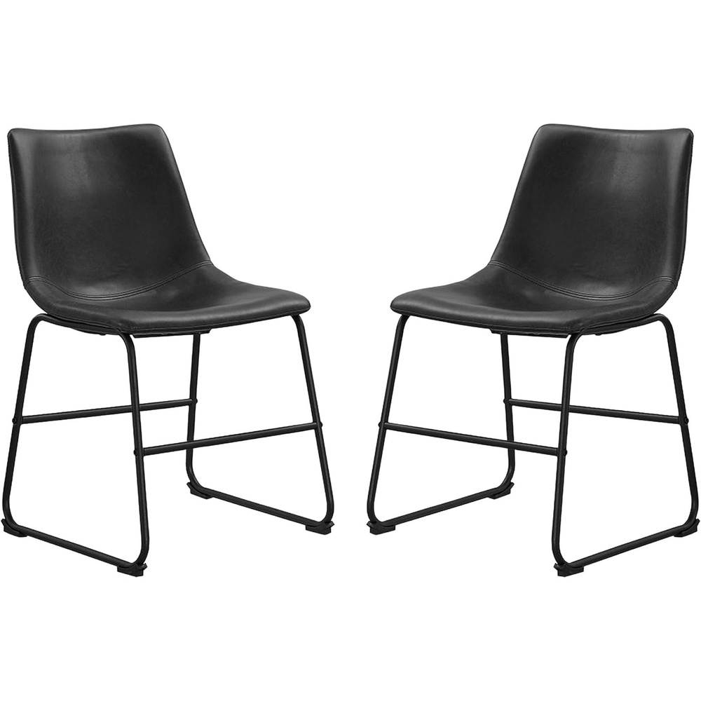 image:imageWalker Edison Douglas Urban Industrial Faux Leather Armless Dining Chairs Set of 2 Navy BlueBlack