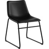 Walker Edison Douglas Urban Industrial Faux Leather Armless Dining Chairs, Set of 2, Navy Blue(Black)