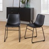 Walker Edison Douglas Urban Industrial Faux Leather Armless Dining Chairs, Set of 2, Navy Blue(Black)